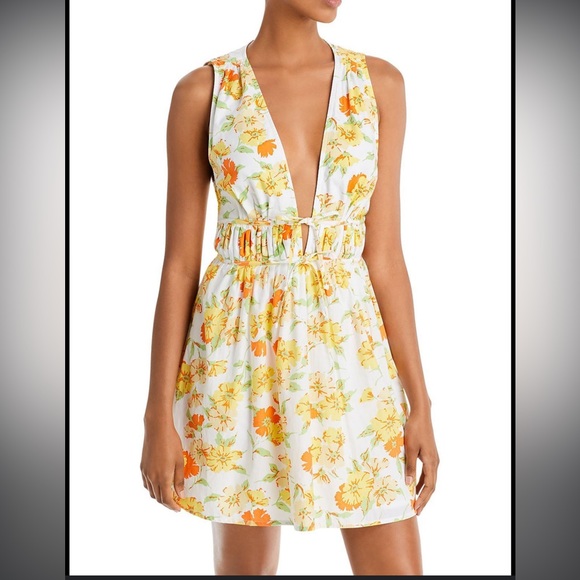 Faithfull the Brand Plunge neck tie front Mini Dress - Picture 6 of 6